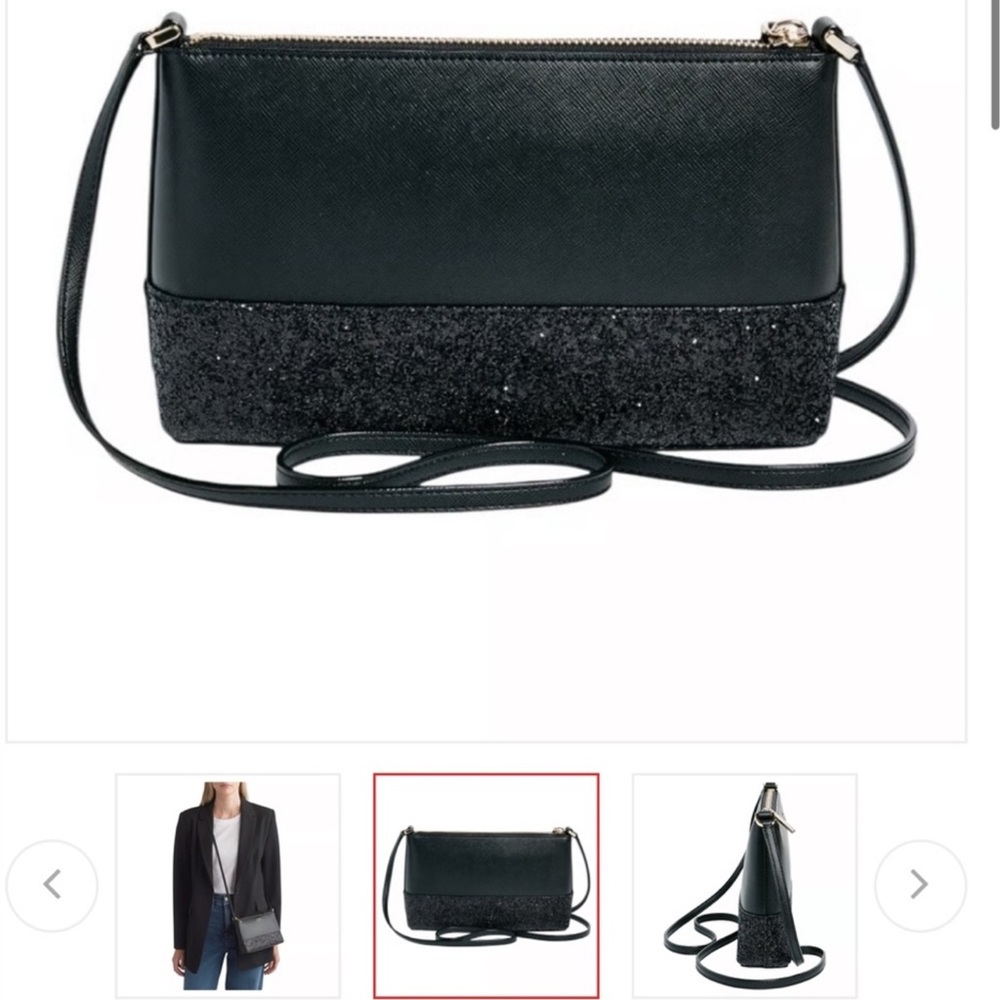 NWT Kate Spade New York Flash Glitter Crossbody Black - Picture 2 of 6